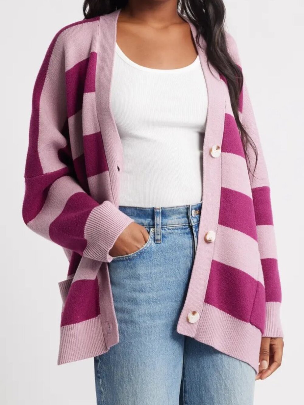Dressed in LALA Love You Oversized Cardigan in Wonderland Stripes L/XL
